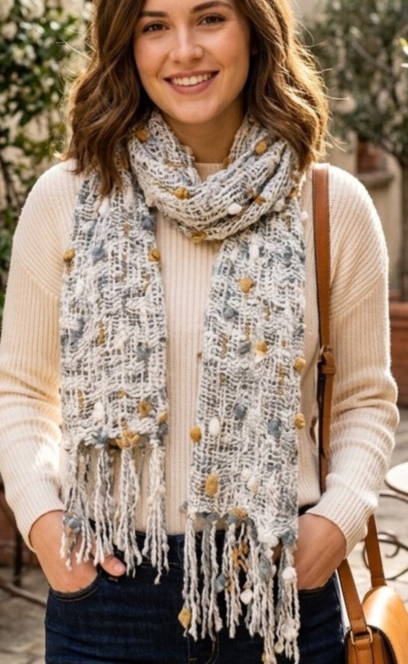 Soft, Open-Weave Boho Fringe Scarf